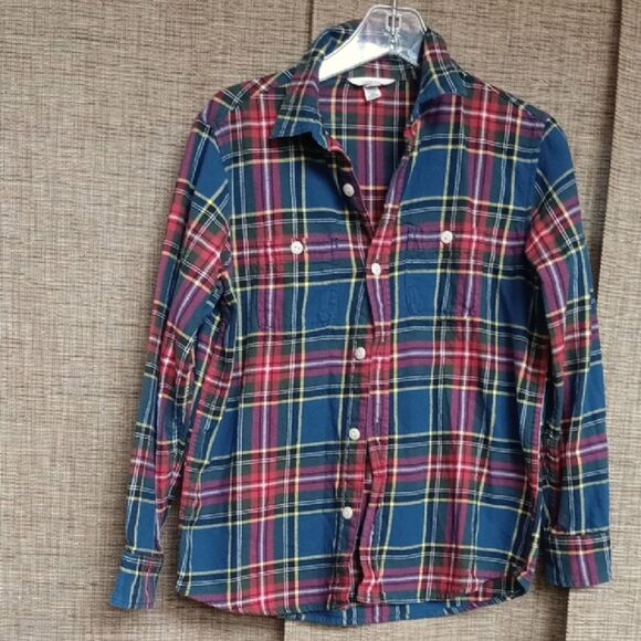 Lands' End  Plaid Pajama Flannel Cotton Shirt - Picture 1 of 4